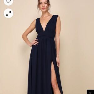 Lulu’s Elegant Navy Blue Sleeveless Dress size M